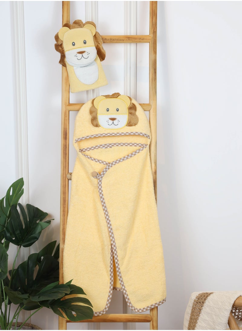 FUN MOMENT Cute Baby Towel with Mitten with Cute Designs for Newborn Baby Hooded Baby Towel  - Image 1