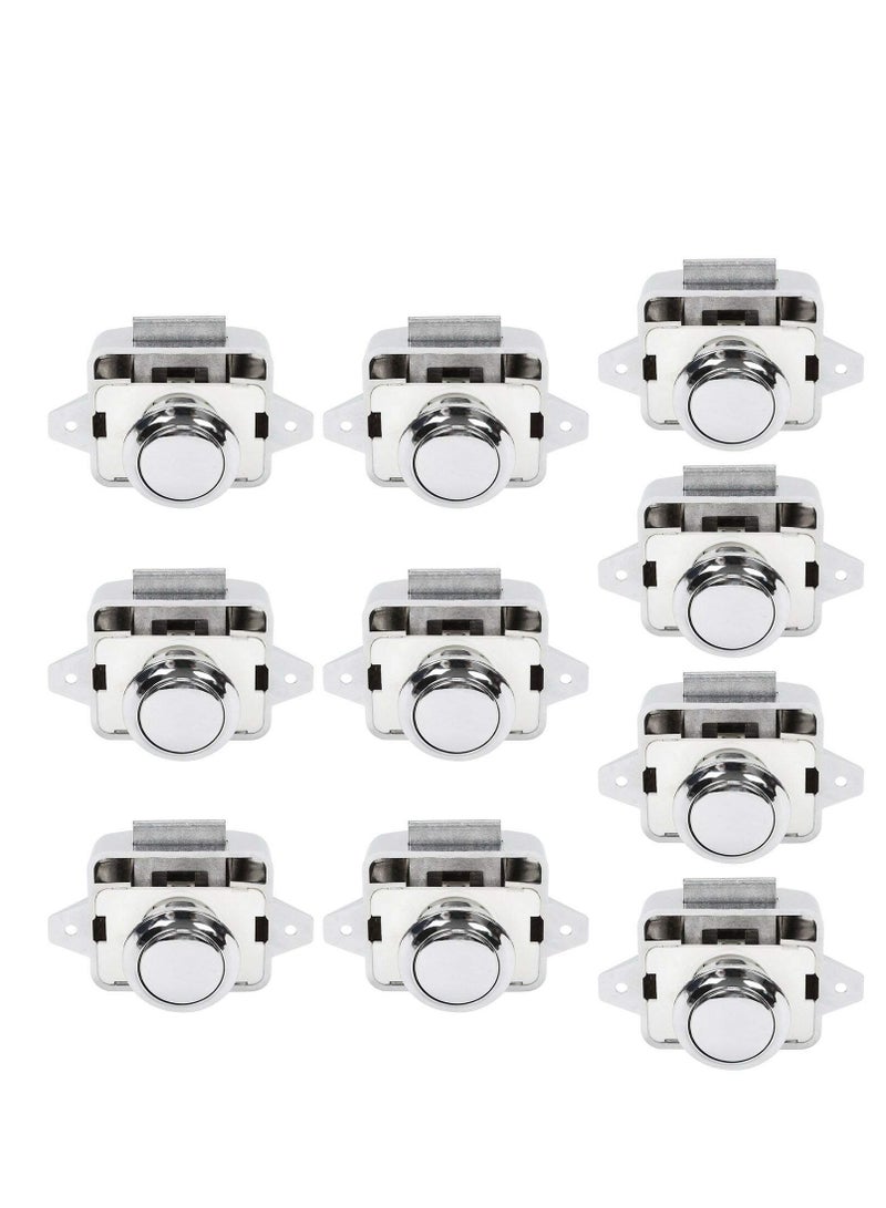 10 Pack Keyless Push Button Latch Locks for Cabinets Doors RV Yachts Motorhome Camper - Image 1