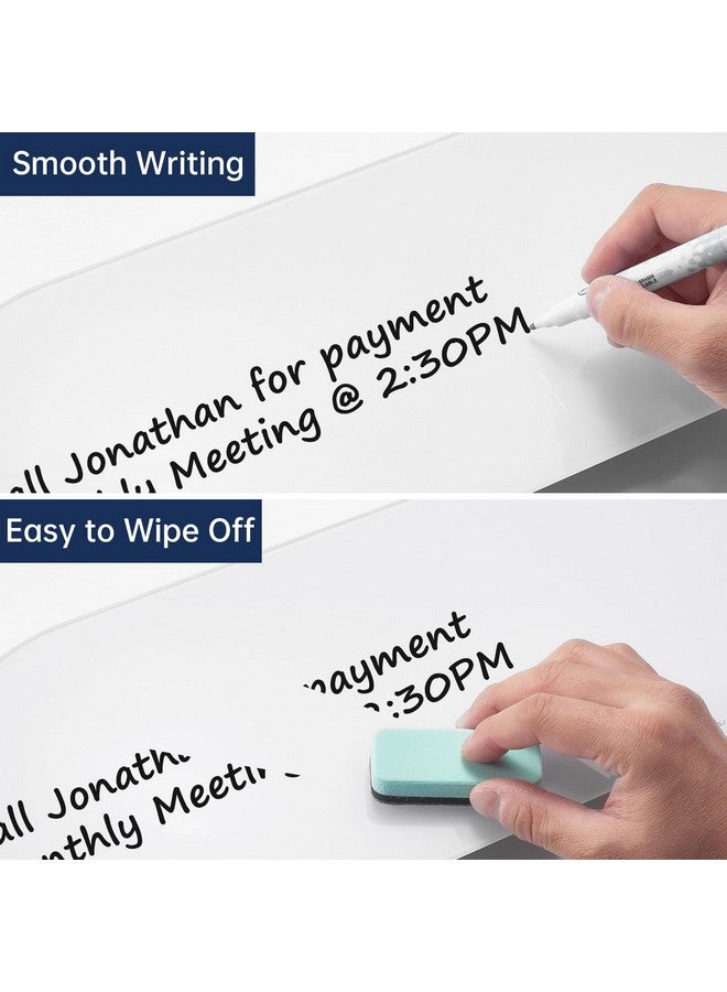 TSJ OFFICE Glass Desktop Whiteboard - 17 X 7 Inches Small Dry Erase Board With Pink Light, Glass White Board Surface Notepad With 1 Drawer, Desk Organizers For Office, Home, School Supplies - Image 5