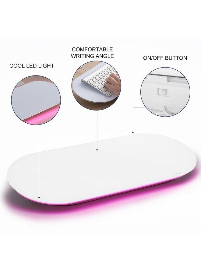 TSJ OFFICE Glass Desktop Whiteboard - 17 X 7 Inches Small Dry Erase Board With Pink Light, Glass White Board Surface Notepad With 1 Drawer, Desk Organizers For Office, Home, School Supplies - Image 3