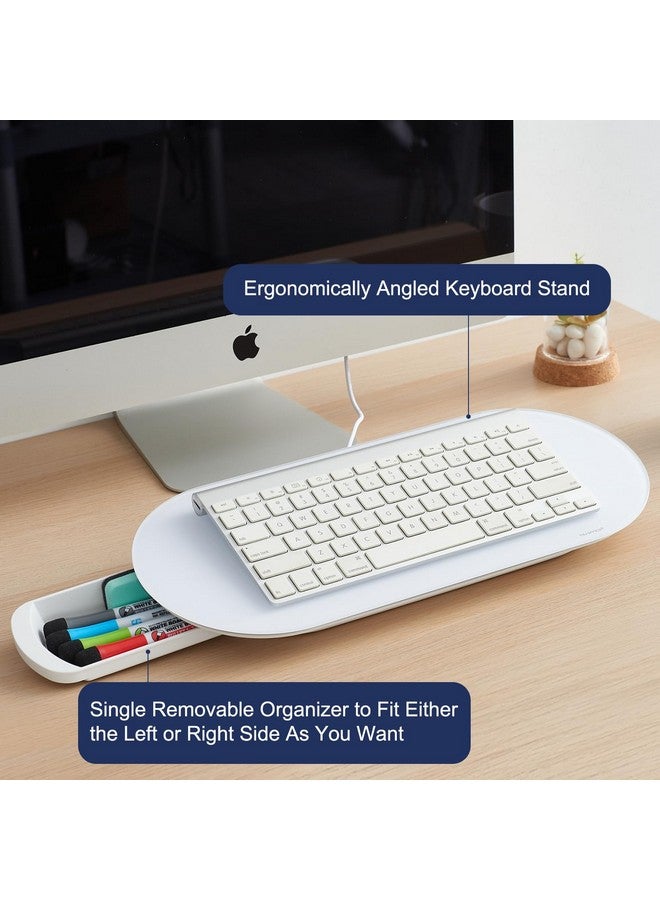 TSJ OFFICE Glass Desktop Whiteboard - 17 X 7 Inches Small Dry Erase Board With Pink Light, Glass White Board Surface Notepad With 1 Drawer, Desk Organizers For Office, Home, School Supplies - Image 4