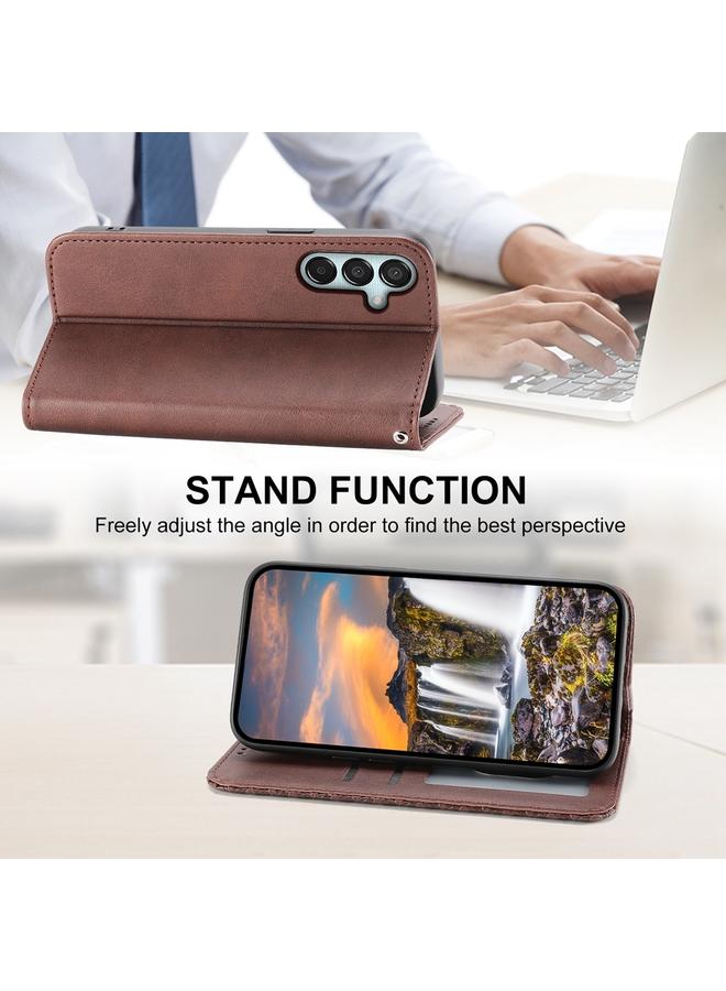 S-TOP Case For Samsung Galaxy M15 5G / F15 5G Cubic Grid Calf Texture Magnetic Leather Phone Case - Image 5