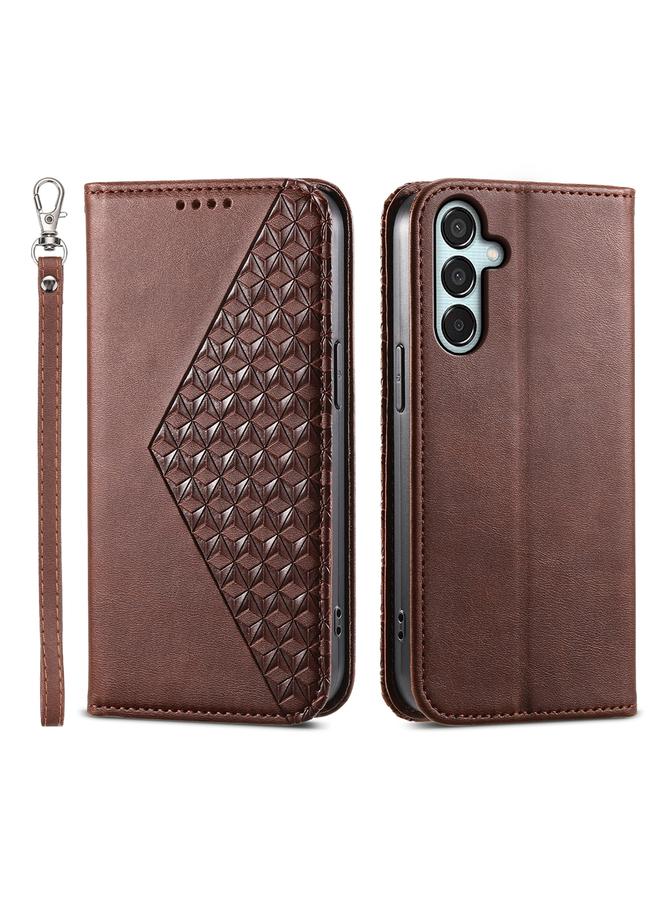 S-TOP Case For Samsung Galaxy M15 5G / F15 5G Cubic Grid Calf Texture Magnetic Leather Phone Case - Image 1