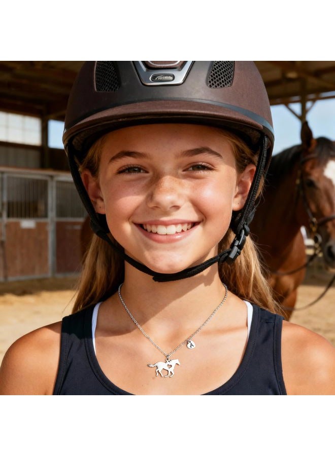 MONOOC Horse Jewelry for Girls, Girls Horse Necklace C Necklace Initial Heart Letter Necklace Horse Necklaces for Girls Horse Initial Necklace for Daughter Horse Jewelry Gifts for Girls - Image 2