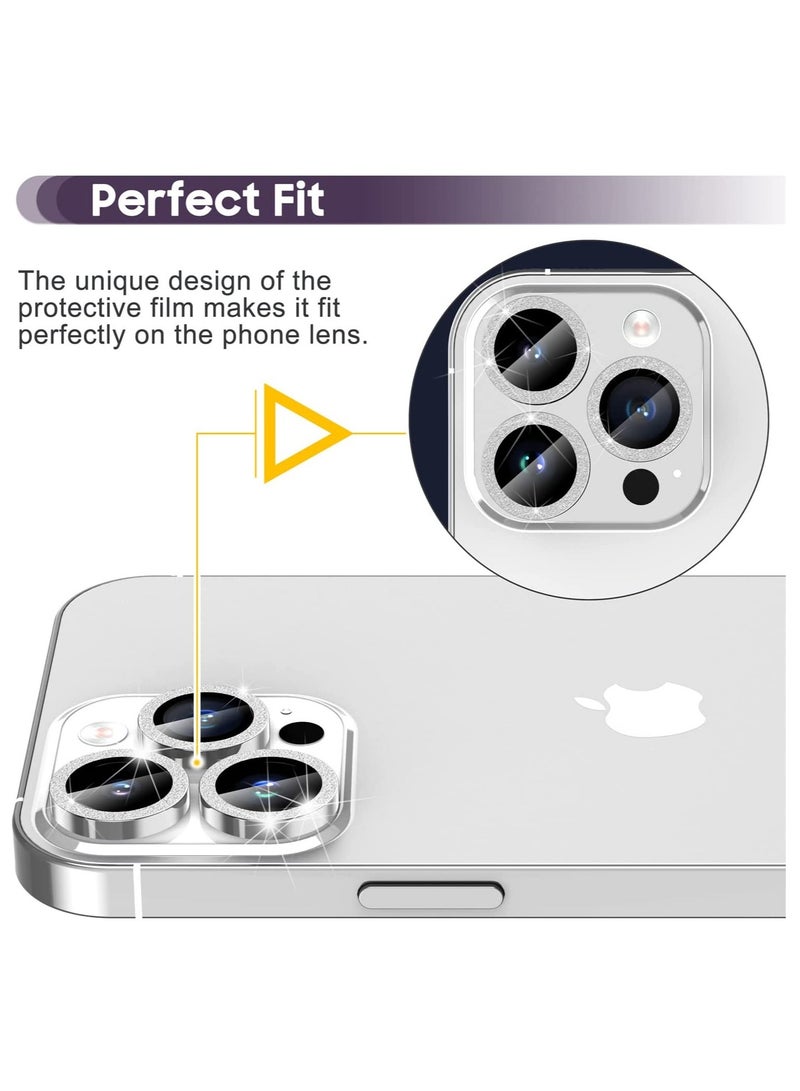 ELTRAZONE for iPhone 14 Pro 6.1 inch / 14 Pro Max 6.7 inch Camera Lens Protector, Camera Cover Tempered Glass for iPhone 14 Pro Max/for iPhone 14 Pro [Glitter Diamonds] - Silver - Image 5