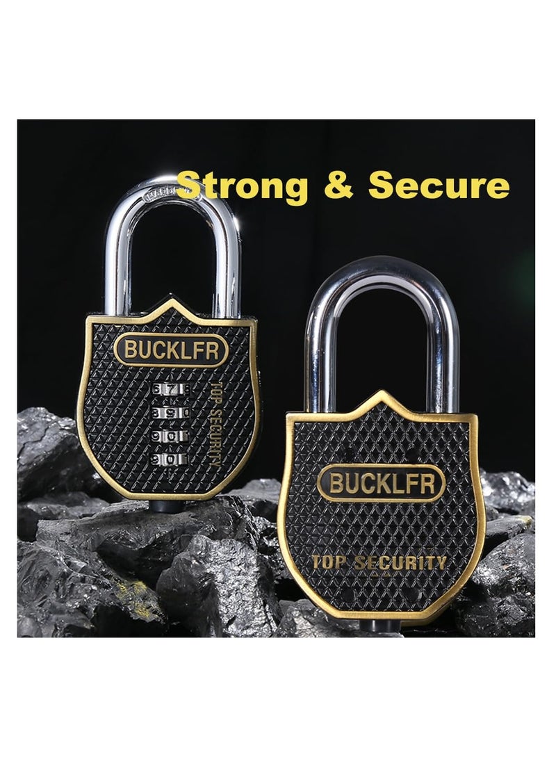 Combination Padlocks Outdoor, Heavy Duty Waterproof, 4 Digit Padlocks with Code, Strong Durable & Secure, Large Combination Padlock for Garage, Gate, Warehouse, Home, School, Shed, Gym (Black)