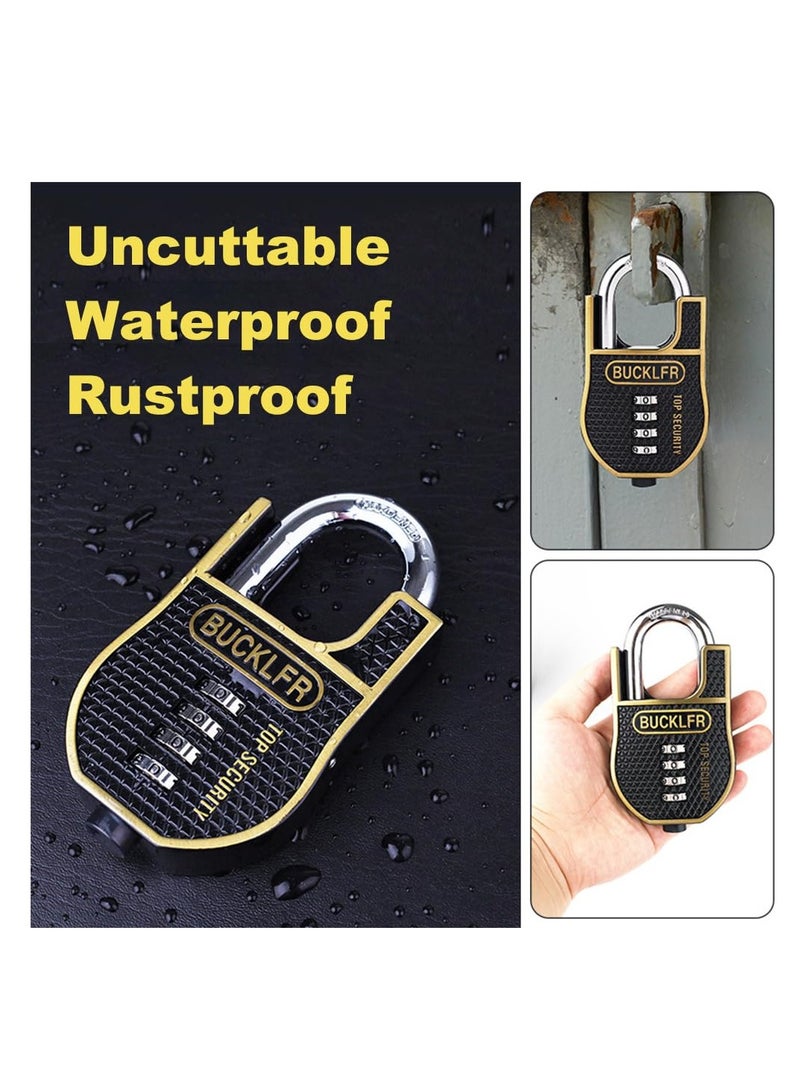 Combination Padlocks Outdoor, Heavy Duty Waterproof, 4 Digit Padlocks with Code, Strong Durable & Secure, Large Combination Padlock for Garage, Gate, Warehouse, Home, School, Shed, Gym (Black)