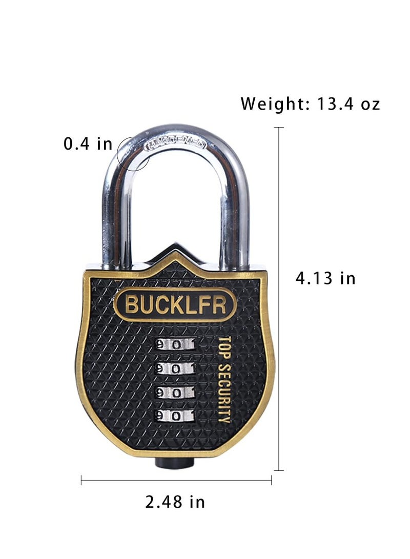 Combination Padlocks Outdoor, Heavy Duty Waterproof, 4 Digit Padlocks with Code, Strong Durable & Secure, Large Combination Padlock for Garage, Gate, Warehouse, Home, School, Shed, Gym (Black)