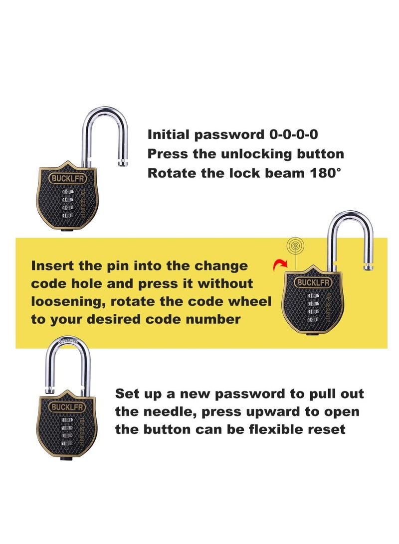 Combination Padlocks Outdoor, Heavy Duty Waterproof, 4 Digit Padlocks with Code, Strong Durable & Secure, Large Combination Padlock for Garage, Gate, Warehouse, Home, School, Shed, Gym (Black)