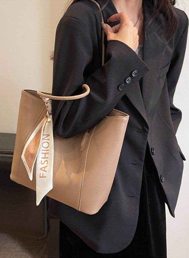 DUNISO Women's Shoulder Tote Bag Faux Leather Handbag For Women Large Capacity Bucket Bag Fashionable Travel Messenger Shoulder Bag For Ladies Girls College Students - Image 2