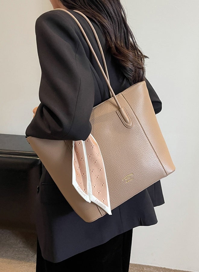 DUNISO Women's Shoulder Tote Bag Faux Leather Handbag For Women Large Capacity Bucket Bag Fashionable Travel Messenger Shoulder Bag For Ladies Girls College Students - Image 3