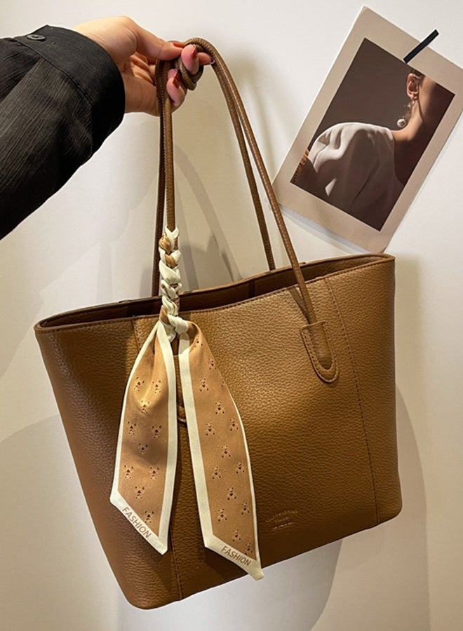 DUNISO Women's Shoulder Tote Bag Faux Leather Handbag For Women Large Capacity Bucket Bag Fashionable Travel Messenger Shoulder Bag For Ladies Girls College Students - Image 4