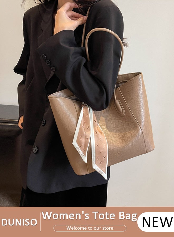 DUNISO Women's Shoulder Tote Bag Faux Leather Handbag For Women Large Capacity Bucket Bag Fashionable Travel Messenger Shoulder Bag For Ladies Girls College Students - Image 1