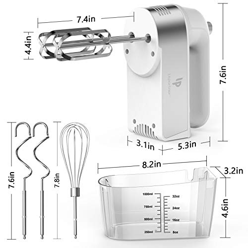 LILPARTNER Hand Mixer Electric, 450W Kitchen Mixers with Scale Cup Storage Case, Turbo Boost/Self-Control Speed + 5 Speed + Eject Button + 5 Stainless Steel Accessories, For Easy Whipping Dough,Cream,Cake - Image 5