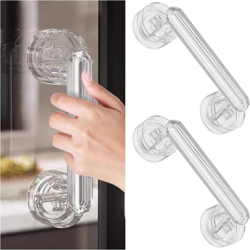 ELMVIA Plastic Suction Cup Handle Glass Door and Window Handles Bathroom Sliding Door Handles Refrigerator Door Handles Cabinet for Home Decor (2 Pack) - Image 3