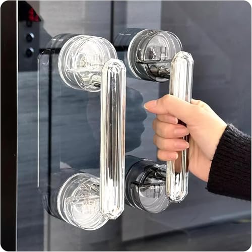 ELMVIA Plastic Suction Cup Handle Glass Door and Window Handles Bathroom Sliding Door Handles Refrigerator Door Handles Cabinet for Home Decor (2 Pack) - Image 2