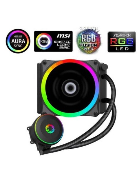 GameMax Iceberg 120 Rainbow Liquid Cooling, 20mm rgb rainbow addressable fans with PWM function, Compatible with Asus Aura SYNC