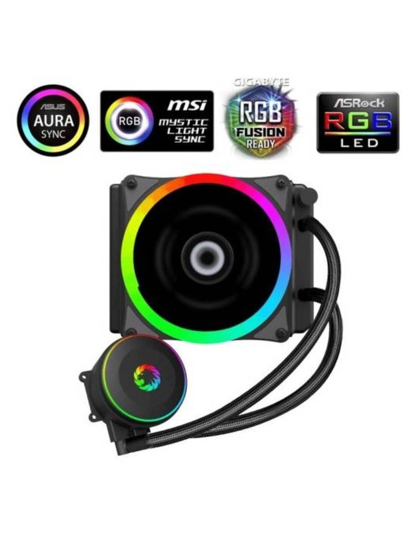 Generic GameMax Iceberg 120 Rainbow Liquid Cooling, 20mm rgb rainbow addressable fans with PWM function, Compatible with Asus Aura SYNC 