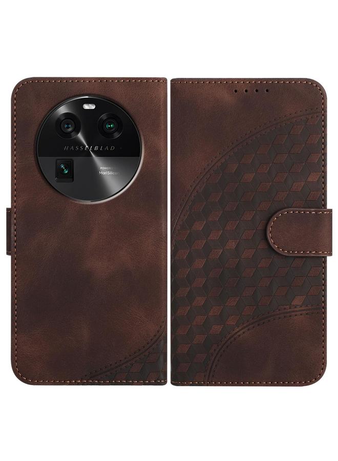 اس-توب جراب هاتف OPPO Find X6 من الجلد المنقوش برأس فيل مع حبل تعليق - Image 1