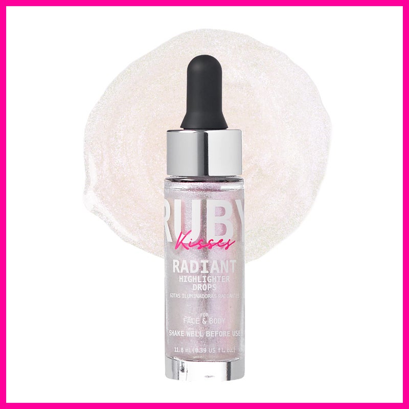 Ruby Kisses Radiant Drops, Shimmer Liquid Highlighter Makeup, Smooth Illuminator for Face Body, Natural Glow Dewiness Glitter for Skin (UNICORN) - Image 3