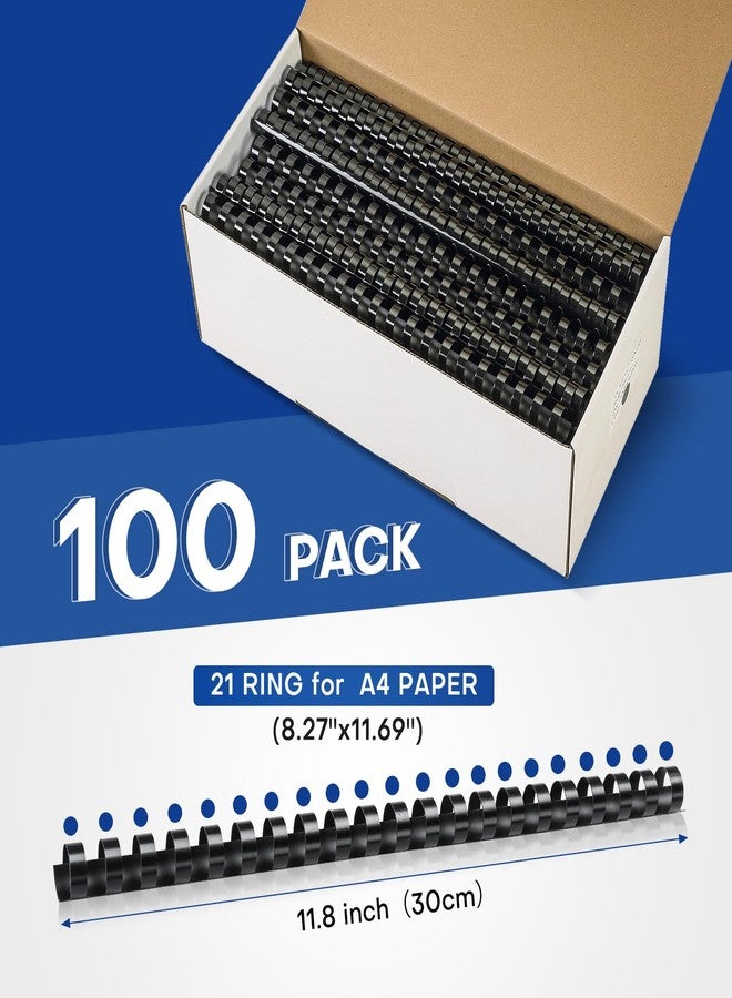 MYFULLY 21 Ring Plastic Binding Combs, 3/4 Inch Diameter, 180 Sheet Capacity, 100 Pack Black Comb Binding Spines- Perfect for Office & School Letter Size Document Binding - Image 3