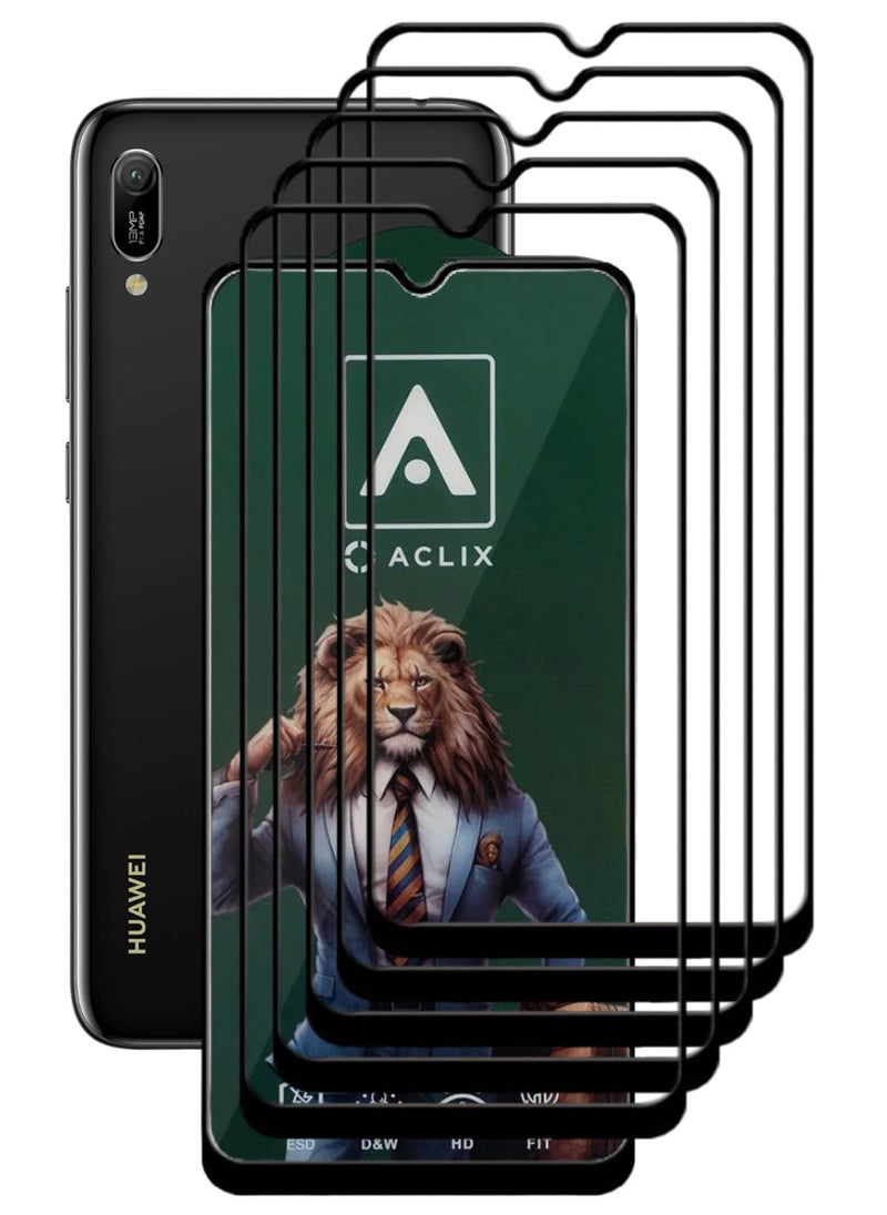 ACLIX 5 Pieces Antistatic ESD Dustproof Premium Quality High Definition Tempered Glass Screen Protector Designed For Huawei Y6 (2019) - Image 1