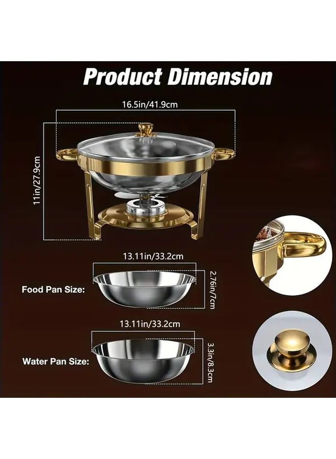 New High-End 5 Quart Stainless Steel Buffet Warmer Golden Frame With Transparent Glass Lid And Cover Frame 95 Percent Pre Assembled Round Hot Pot Food Warming Tray For Outdoor Picnics Family Gatherings Christmas Dinners Party Catering Events And Wedding Celebrations - Image 3