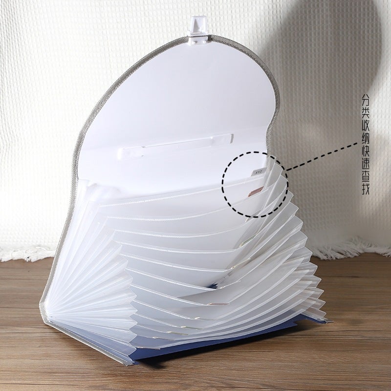 A4 Portable Buckle Organ Bag 13 Large Capacity Classification Folder Primary School Examination Paper Data Storage Bag - Image 3
