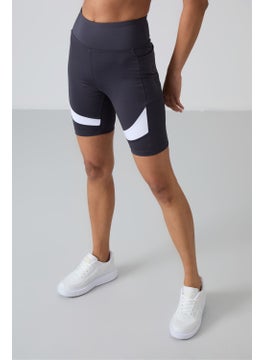 Tommy Life Anthracite Polyester Flexible Standard Fit Performance Women's Biker Tights - 91012  - Image 2