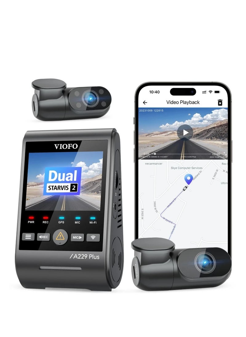 Viofo - 3CH Dash Cam | Front 2K+ Rear 2K + Cabin FHD | HDR | Sony's STARVIS 2 | 2.4'' Screen | Voice Control | Viofo A229 PLUS 3CH - Image 1