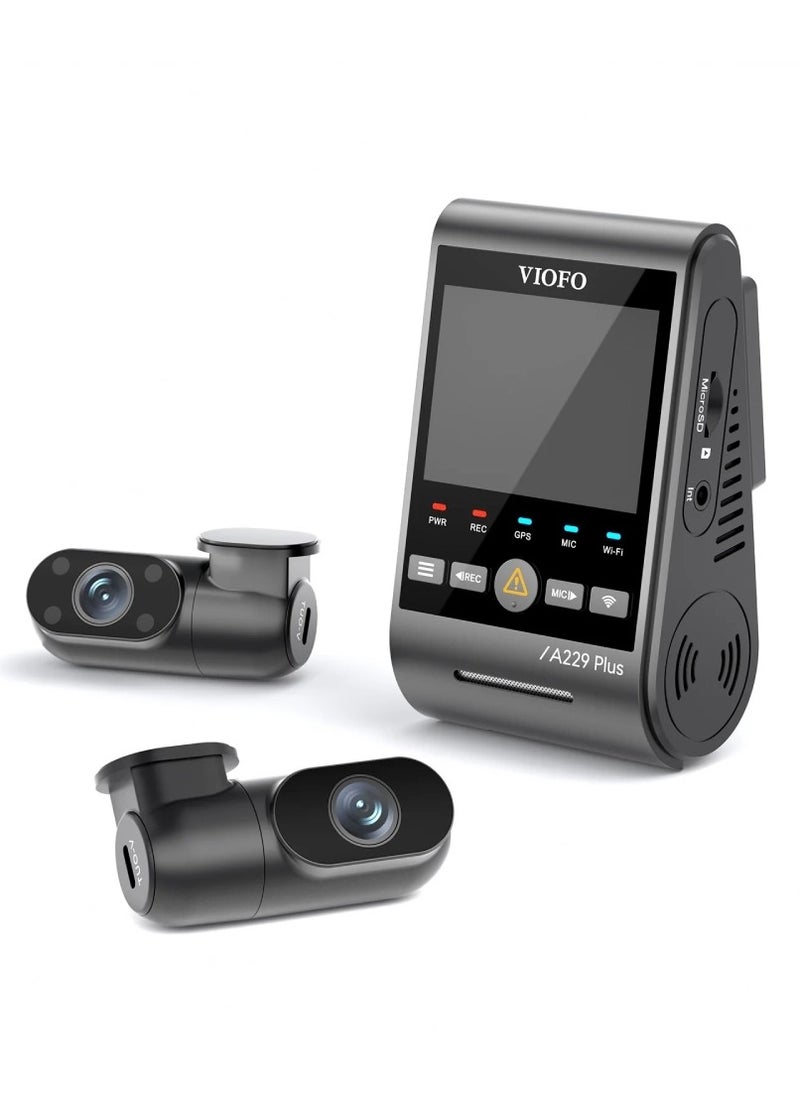 Viofo - 3CH Dash Cam | Front 2K+ Rear 2K + Cabin FHD | HDR | Sony's STARVIS 2 | 2.4'' Screen | Voice Control | Viofo A229 PLUS 3CH - Image 1