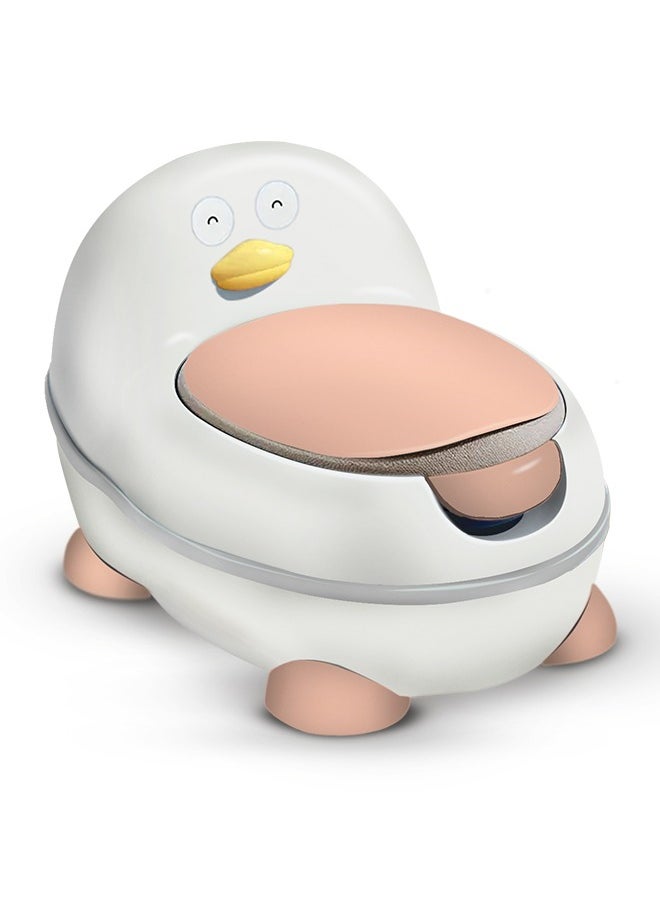 BAYBEE - Ducky Western Toilet Kids Potty Seat for Baby Baby Potty Training Seat Chair with Closing Lid Tray Kids Toilet Seat Baby Potty Seat for Toddlers Kids 1 to 6 Years Boys Girl White Pink - Image 1
