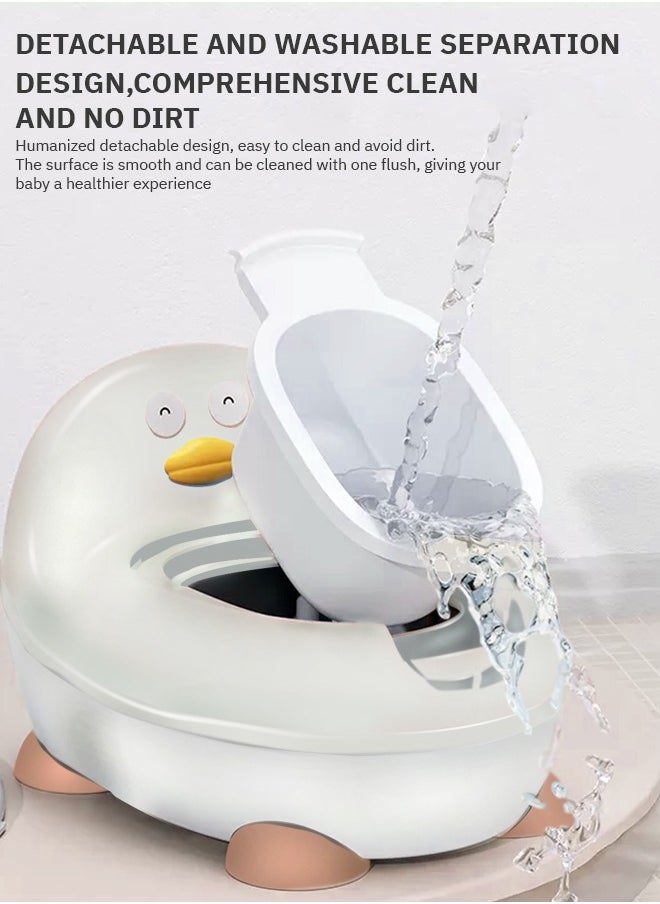 BAYBEE - Ducky Western Toilet Kids Potty Seat for Baby Baby Potty Training Seat Chair with Closing Lid Tray Kids Toilet Seat Baby Potty Seat for Toddlers Kids 1 to 6 Years Boys Girl White Pink - Image 1