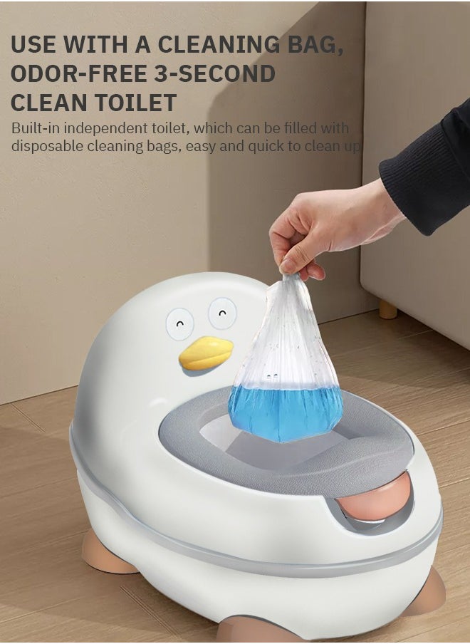 BAYBEE - Ducky Western Toilet Kids Potty Seat for Baby Baby Potty Training Seat Chair with Closing Lid Tray Kids Toilet Seat Baby Potty Seat for Toddlers Kids 1 to 6 Years Boys Girl White Pink - Image 1