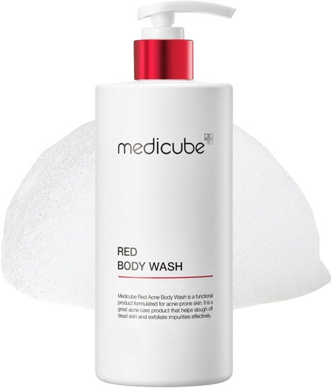 Red Acne Body Wash (400g), Exfoliating Body Cleanser for Acne Prone Skin, Deep Cleansing & Dead Skin Removal Body Wash for Clear Smooth Skin, Daily Use Formula for Back & Body Breakouts