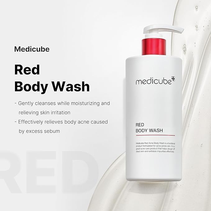 Medicube Red Acne Body Wash (400g), Exfoliating Body Cleanser for Acne Prone Skin, Deep Cleansing & Dead Skin Removal Body Wash for Clear Smooth Skin, Daily Use Formula for Back & Body Breakouts - Image 3