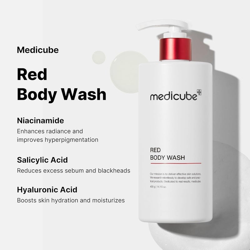 Medicube Red Acne Body Wash (400g), Exfoliating Body Cleanser for Acne Prone Skin, Deep Cleansing & Dead Skin Removal Body Wash for Clear Smooth Skin, Daily Use Formula for Back & Body Breakouts - Image 2