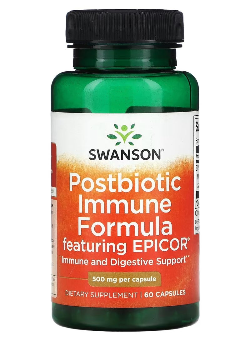 Swanson, Postbiotic Immune Formula Featuring Epicor, 500 mg, 60 Capsules