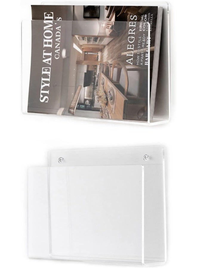 TPGP 2 Pcs Magazine Holder, Wall Mount Clear Acrylic Magazine Rack, Organizer Folder, Bookshelf, File Storage Rack for Waiting Room, Living Room, Office, Home Display - Image 1