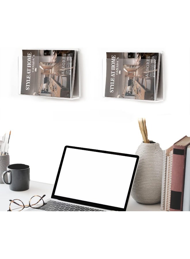 TPGP 2 Pcs Magazine Holder, Wall Mount Clear Acrylic Magazine Rack, Organizer Folder, Bookshelf, File Storage Rack for Waiting Room, Living Room, Office, Home Display - Image 5