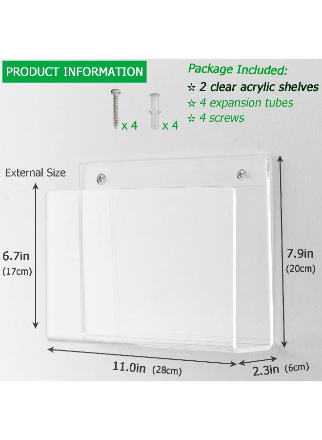 TPGP 2 Pcs Magazine Holder, Wall Mount Clear Acrylic Magazine Rack, Organizer Folder, Bookshelf, File Storage Rack for Waiting Room, Living Room, Office, Home Display - Image 2