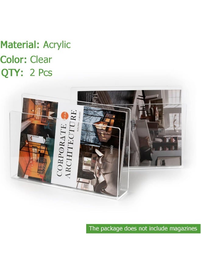 TPGP 2 Pcs Magazine Holder, Wall Mount Clear Acrylic Magazine Rack, Organizer Folder, Bookshelf, File Storage Rack for Waiting Room, Living Room, Office, Home Display - Image 3