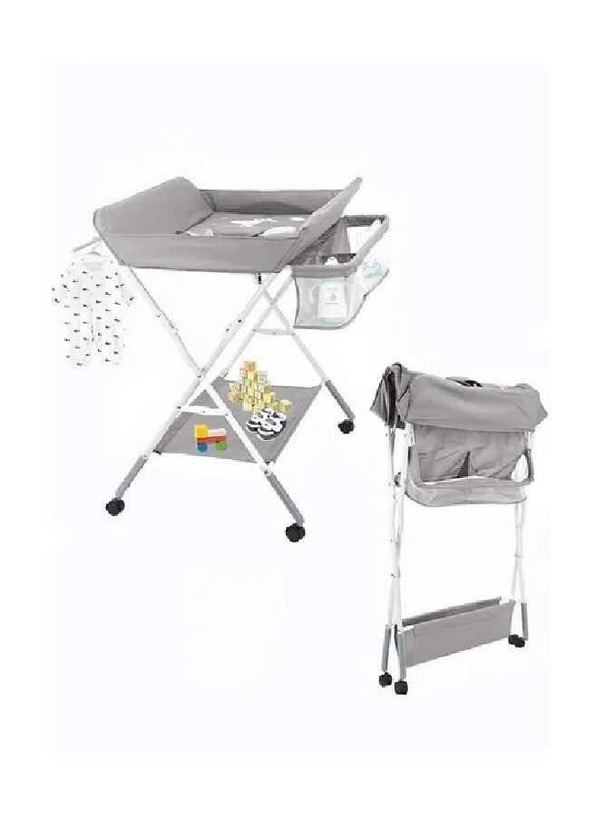 Everything For Kids - Foldable Baby Changing Table with Wheels and Storage Bag Nursery Organizer for Newborn Essentials - Image 1