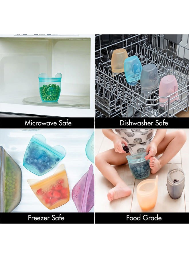Zip Top Reusable 100% Silicone Baby + Kid Snack Containers- The only containers that stand up, stay open and zip shut! No Lids! Made in the USA - Gray Dog - Image 2