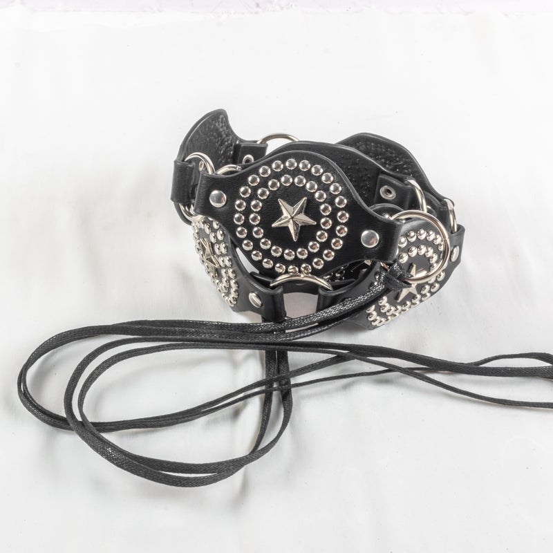 حزام وسط جلد أسود حريمي