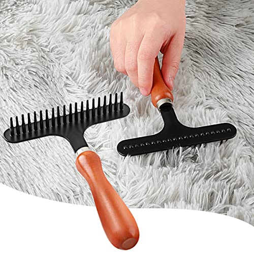 Astfys Hand Held Carpet Rake, Making Carpets Fluffy Again, Clean Hair, Let Carpet Restore Softness (Iron, Black) - Image 1