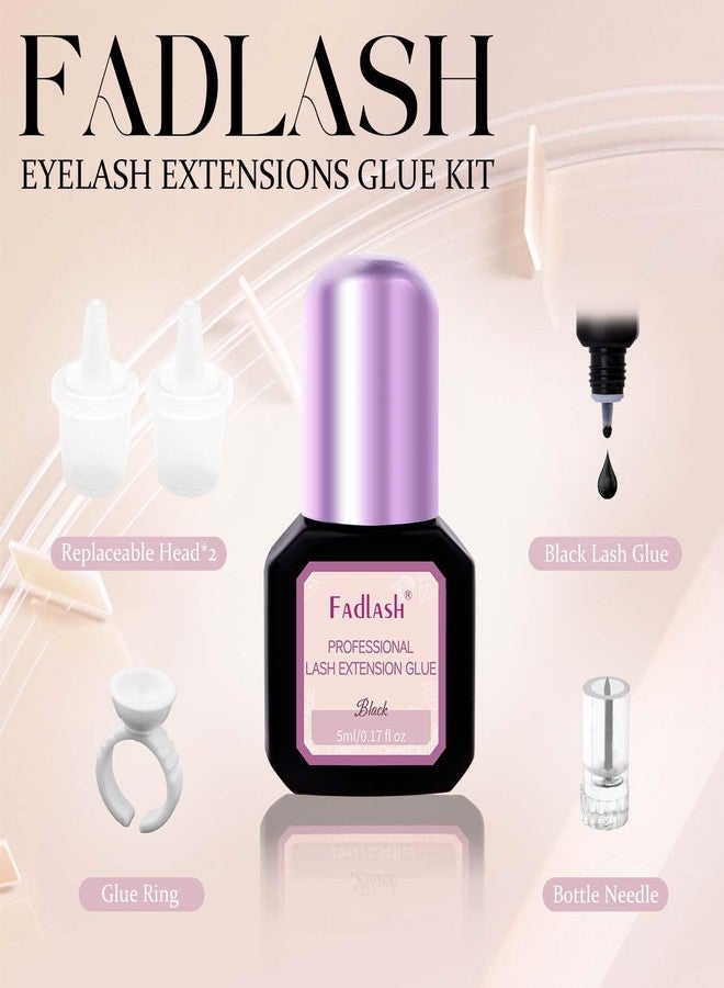 FADLASH Eyelash Extension Glue 0.5-1 Sec Dry/6-8 Weeks Retention Extra Strong Hold Lash Glue Waterproof Black Adhesive for Professional Use Only (5ml) - Image 3