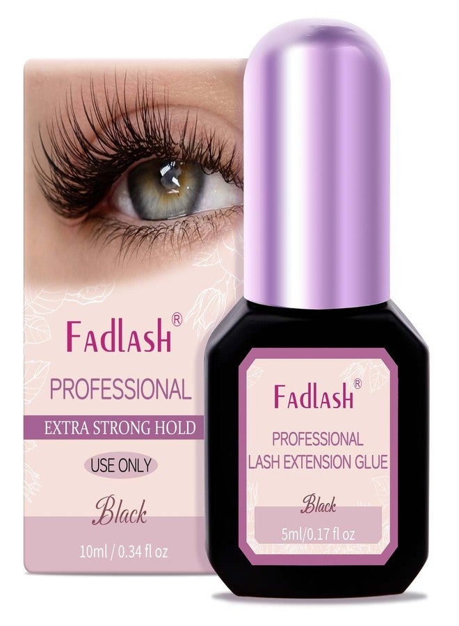 FADLASH Eyelash Extension Glue 0.5-1 Sec Dry/6-8 Weeks Retention Extra Strong Hold Lash Glue Waterproof Black Adhesive for Professional Use Only (5ml) - Image 2