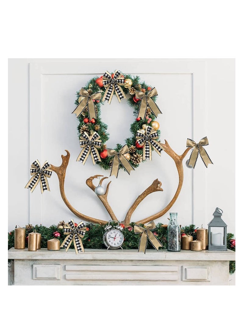 Zikra 2 Rolls Buffalo Plaid Wired Edge Ribbons, Burlap Fabric Craft Ribbon for Wreath Floral Bows Craft Decor - Image 2