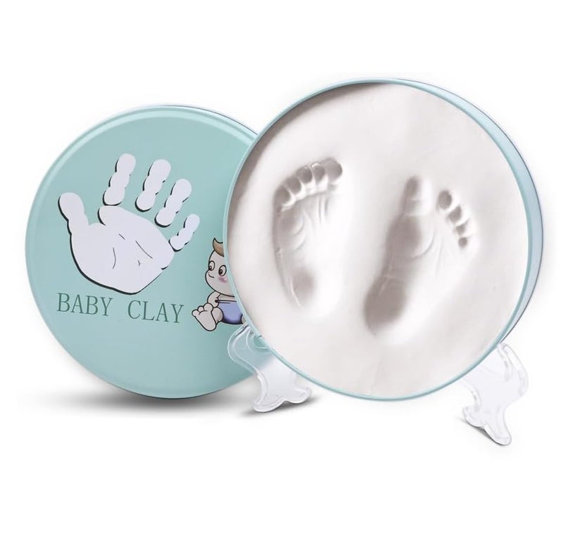 BABIES BLOOM White Clay Baby Ornament Kit | Baby Handprint and Footprint Kit for Newborn| Babyprints Keepsake Tin Kit| Baby Girl or Baby Boy Baby Handprint Impression Keepsake (White Clay) - Image 1